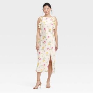A New Day - Women's Ruffle Sleeve Satin Maxi Dress -